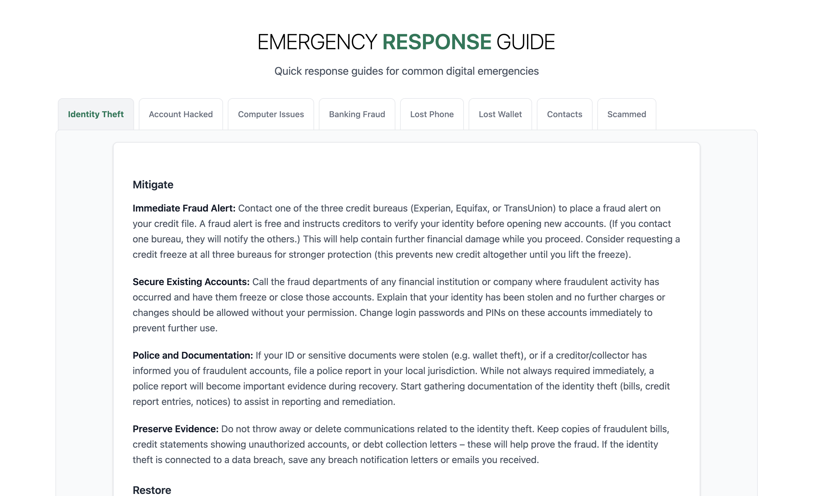 Emergency Response Guide